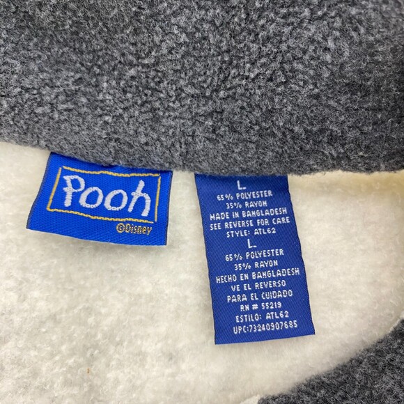Disney POOH Cream Gray Eeyore Kangaroo Pocket Fleece Womens Pullover L - Picture 4 of 9